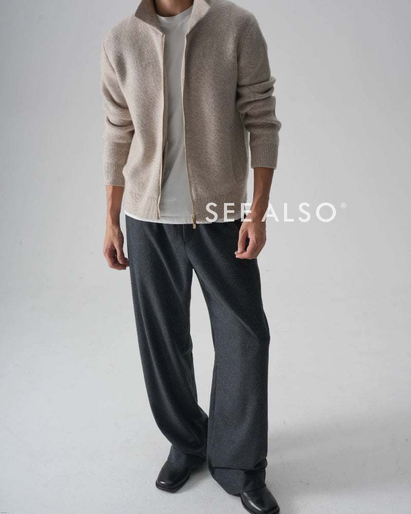 "The Gift of Kings" Super-fine wool wool old-money new rich style lapel zipper jacket coat