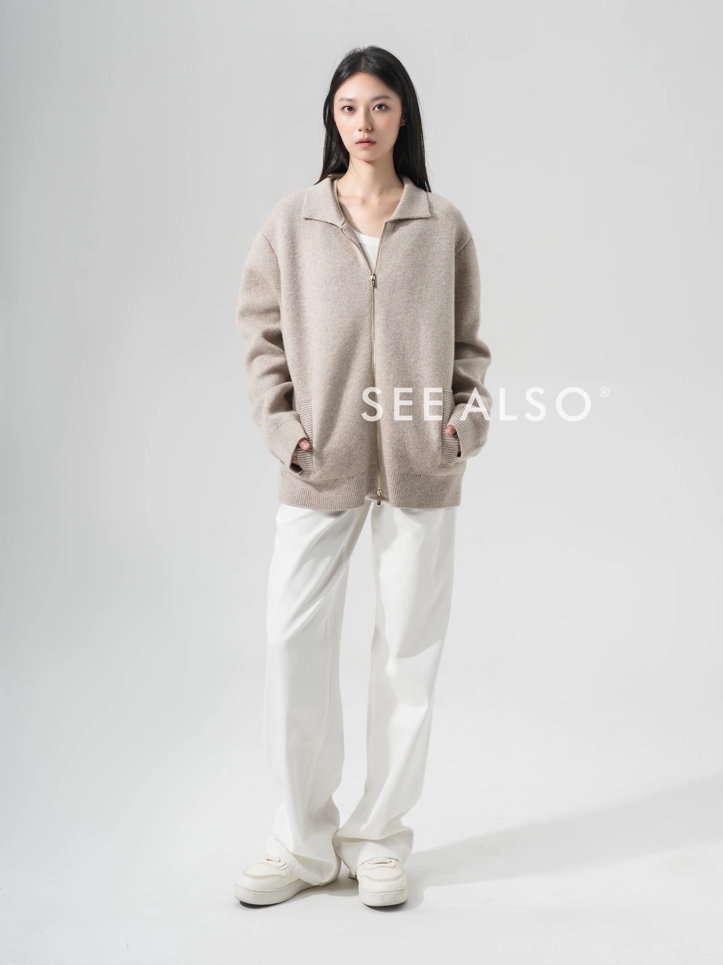 "The Gift of Kings" Super-fine wool wool old-money new rich style lapel zipper jacket coat