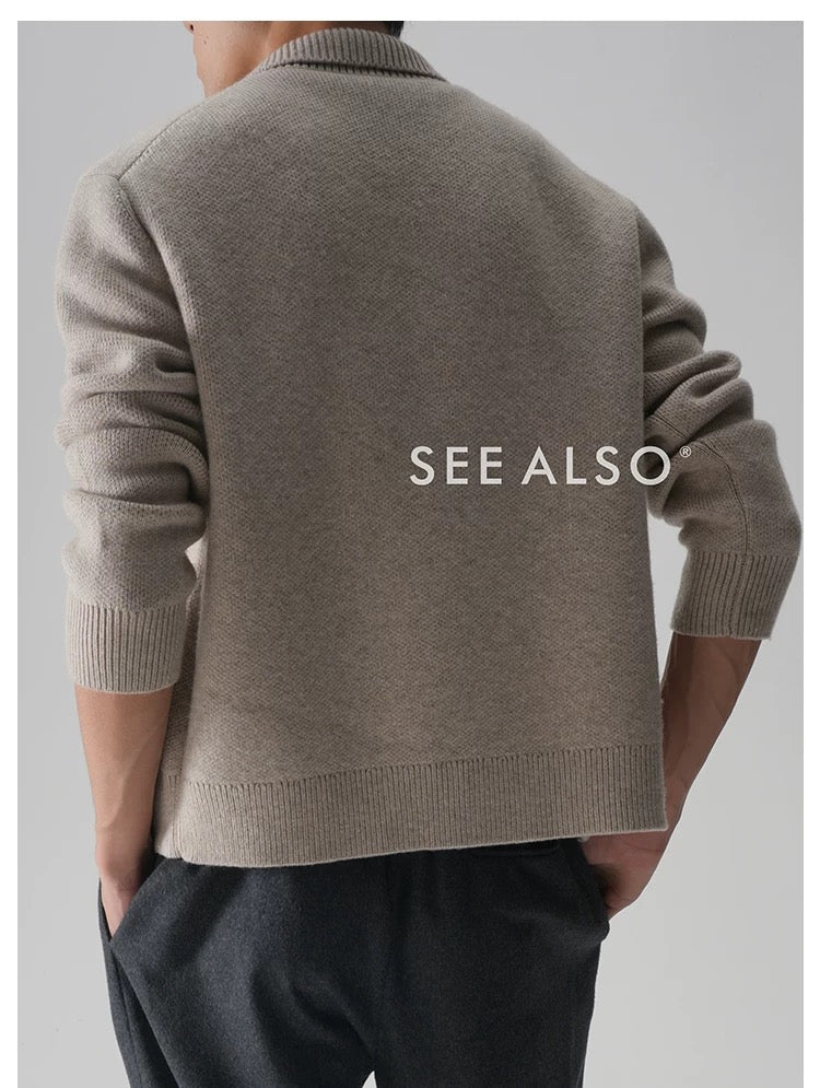 "The Gift of Kings" Super-fine wool wool old-money new rich style lapel zipper jacket coat