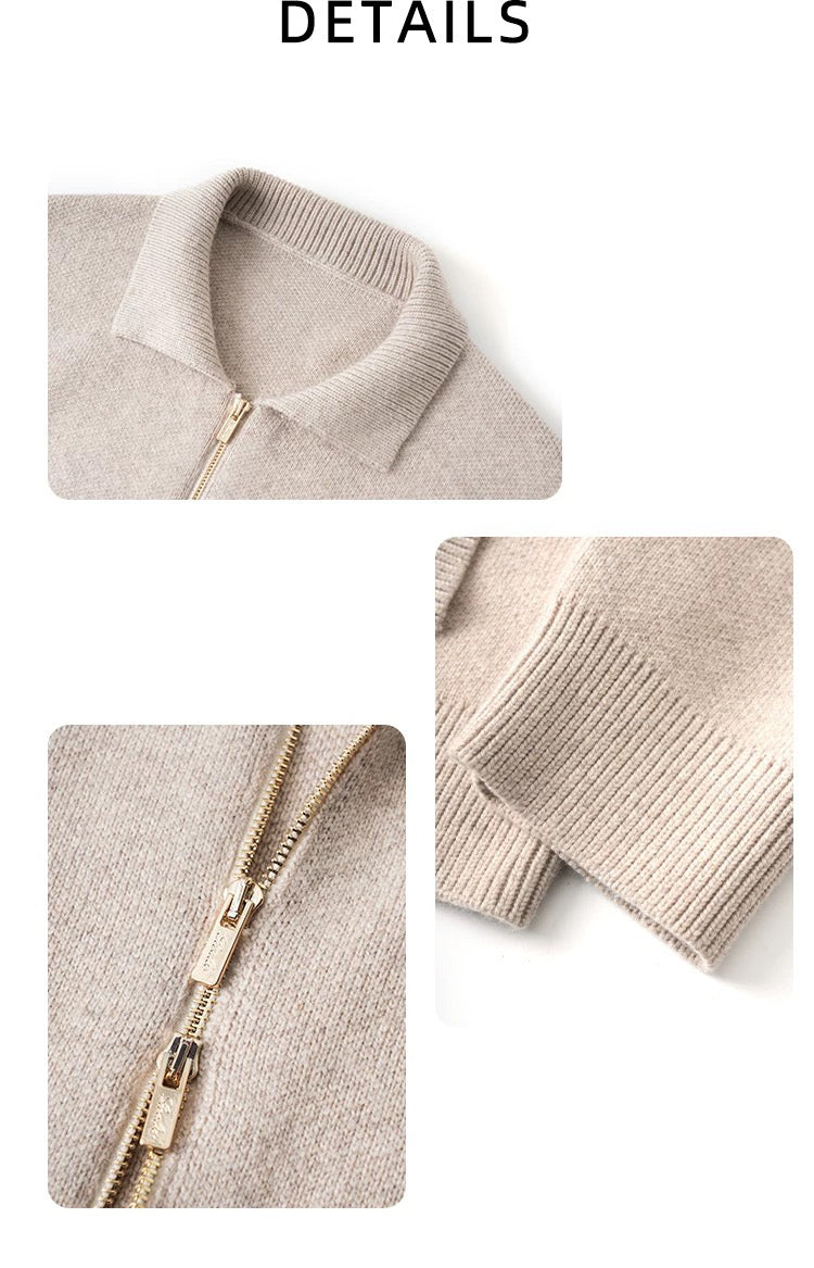 "The Gift of Kings" Super-fine wool wool old-money new rich style lapel zipper jacket coat