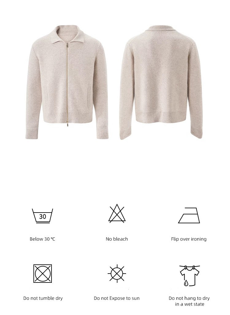 "The Gift of Kings" Super-fine wool wool old-money new rich style lapel zipper jacket coat