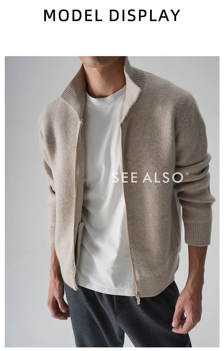 "The Gift of Kings" Super-fine wool wool old-money new rich style lapel zipper jacket coat