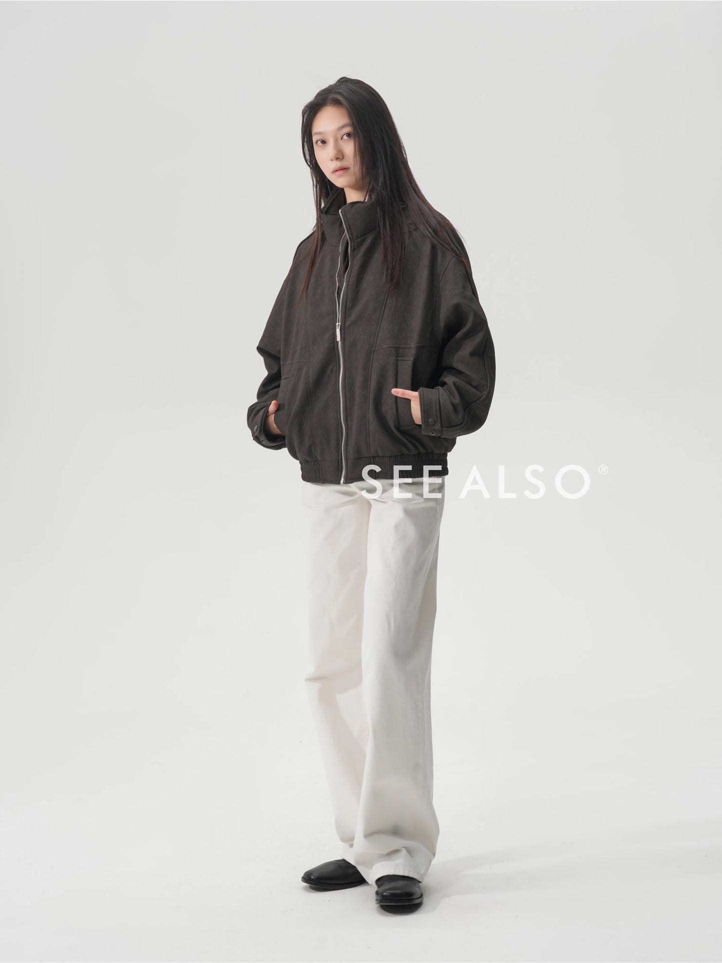 "Down Jacket" 90 white duck down imitation suede stand-up collar new favorite outdoor warm zipper down jacket