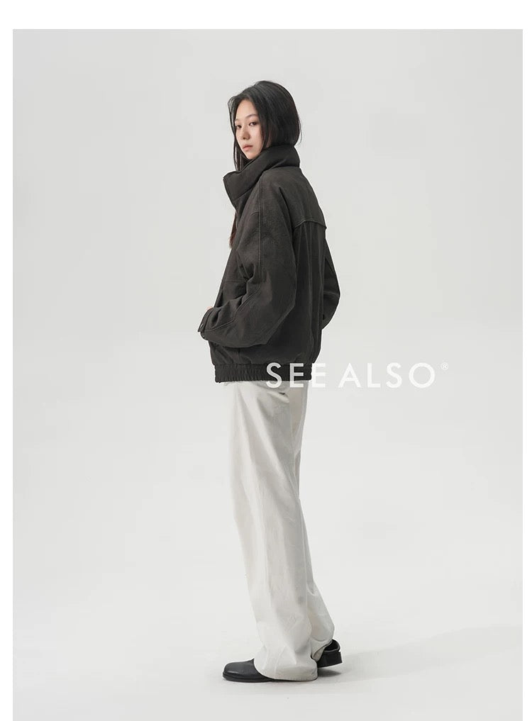 "Down Jacket" 90 white duck down imitation suede stand-up collar new favorite outdoor warm zipper down jacket