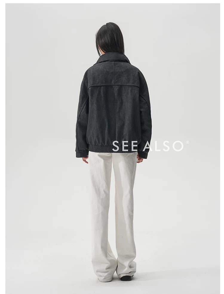 "Down Jacket" 90 white duck down imitation suede stand-up collar new favorite outdoor warm zipper down jacket