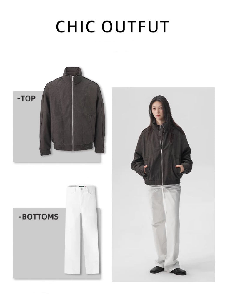 "Down Jacket" 90 white duck down imitation suede stand-up collar new favorite outdoor warm zipper down jacket