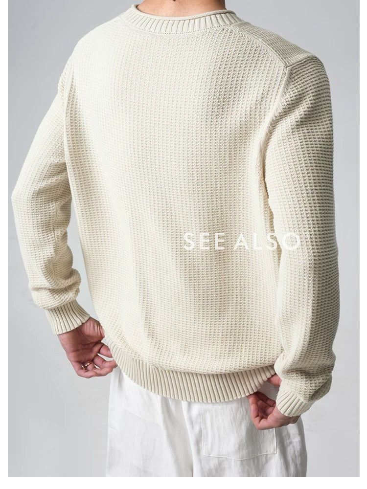 "B.C Sailboat Series" New luxury minimalist old money 7-stitch loose long-sleeved all-cotton knitted sweater