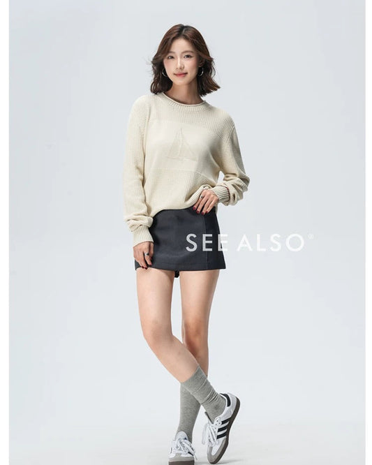 "B.C Sailboat Series" New luxury minimalist old money 7-stitch loose long-sleeved all-cotton knitted sweater