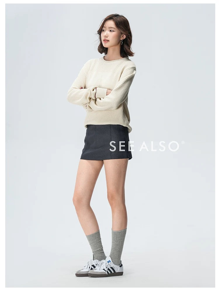 "B.C Sailboat Series" New luxury minimalist old money 7-stitch loose long-sleeved all-cotton knitted sweater