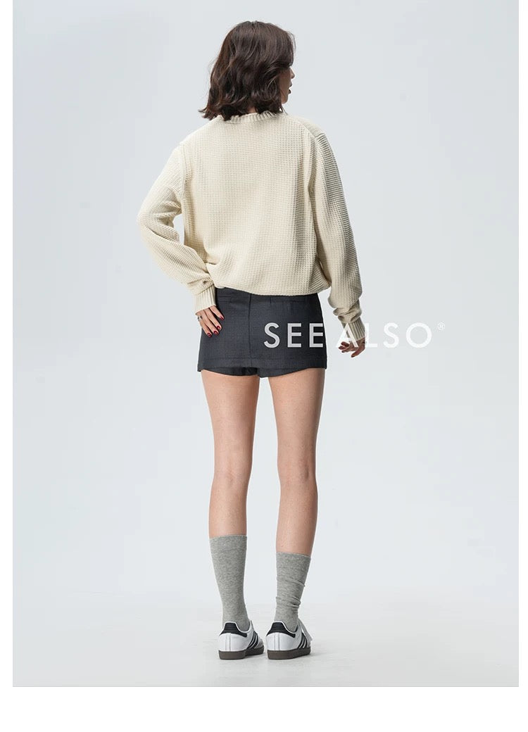 "B.C Sailboat Series" New luxury minimalist old money 7-stitch loose long-sleeved all-cotton knitted sweater