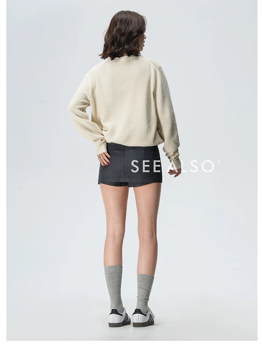 "B.C Sailboat Series" New luxury minimalist old money 7-stitch loose long-sleeved all-cotton knitted sweater