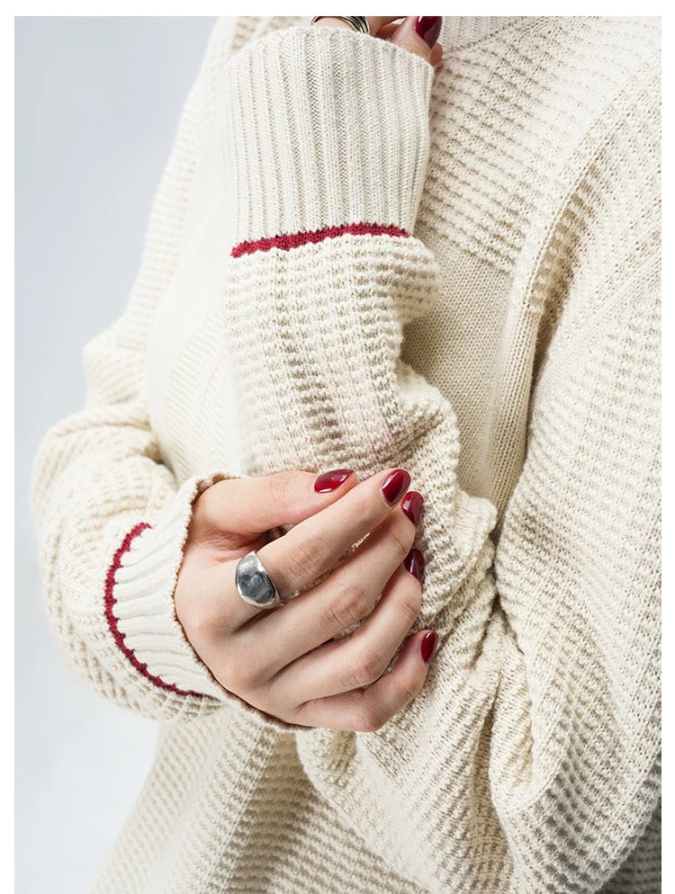 "B.C Sailboat Series" New luxury minimalist old money 7-stitch loose long-sleeved all-cotton knitted sweater