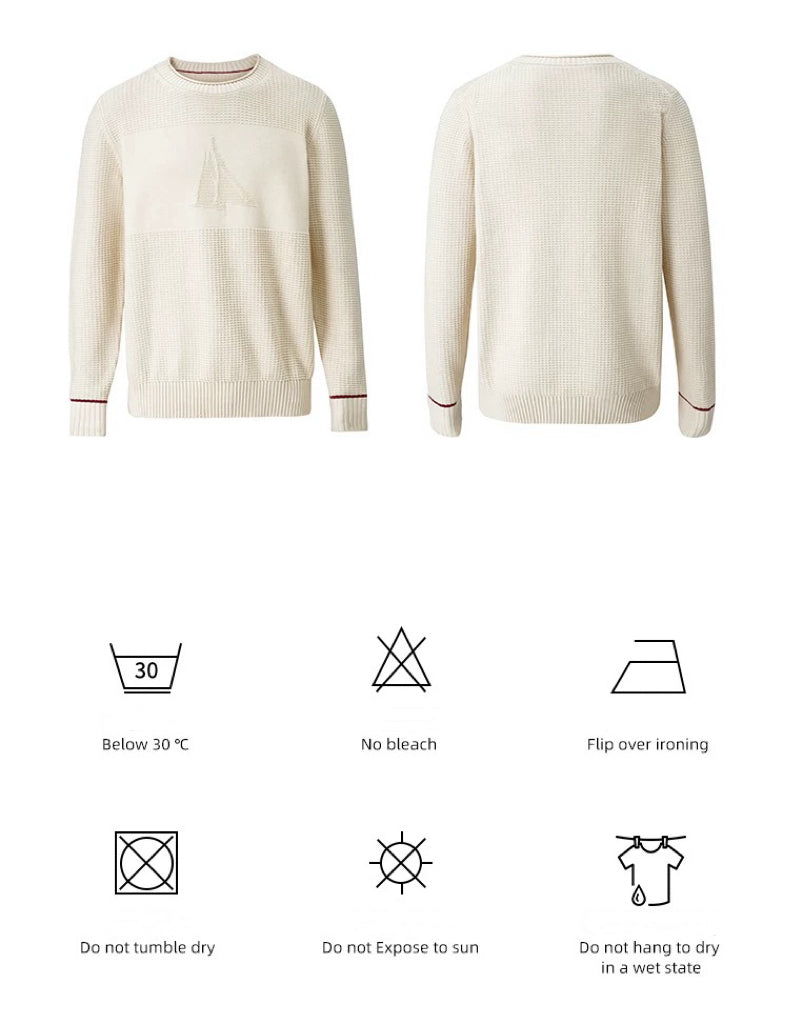 "B.C Sailboat Series" New luxury minimalist old money 7-stitch loose long-sleeved all-cotton knitted sweater