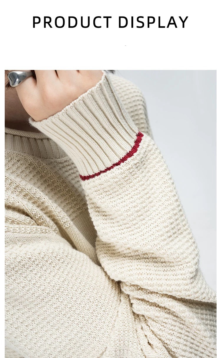 "B.C Sailboat Series" New luxury minimalist old money 7-stitch loose long-sleeved all-cotton knitted sweater