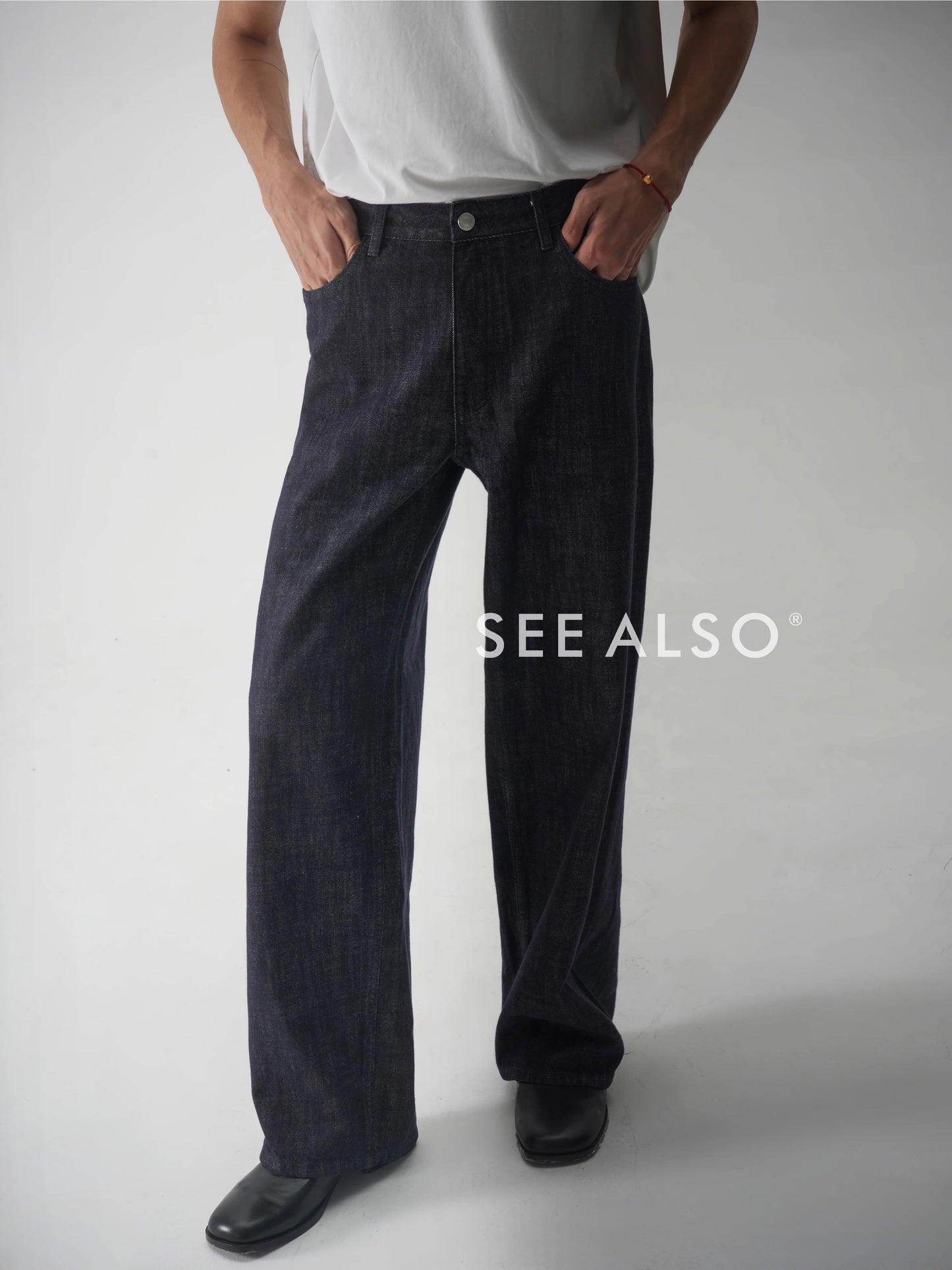 "26SS Black Label" ultra-fine-spun combed cotton red-eared original cow straight-leg jeans