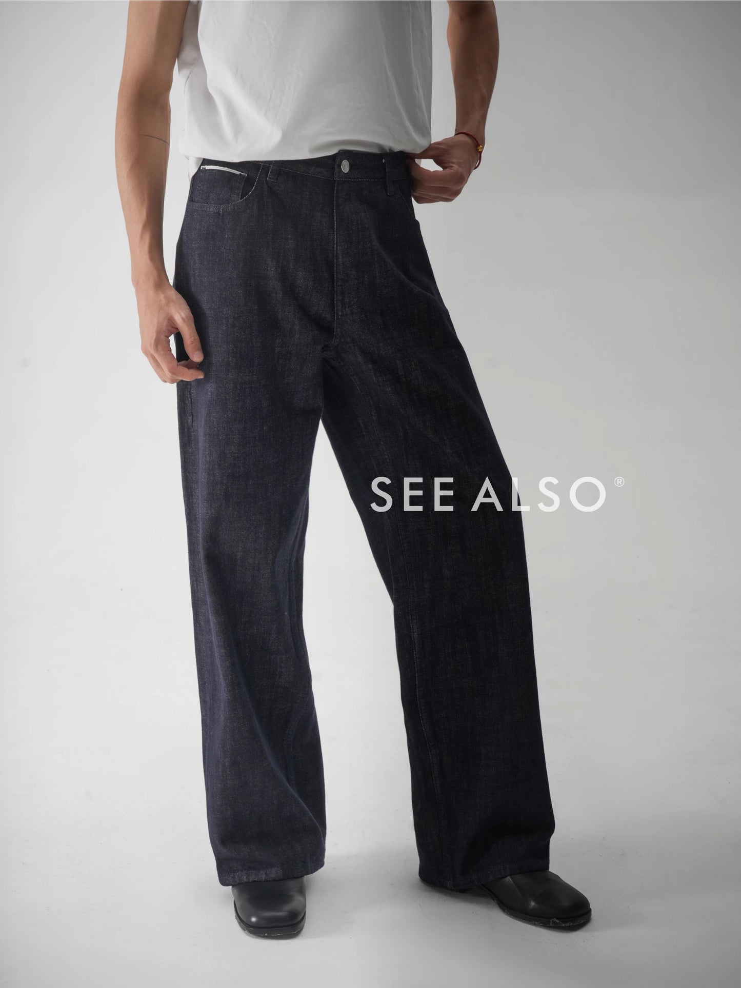 "26SS Black Label" ultra-fine-spun combed cotton red-eared original cow straight-leg jeans