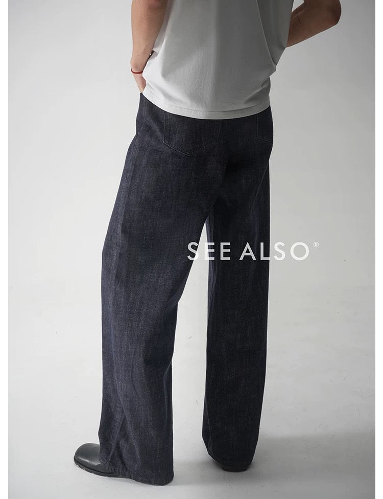 "26SS Black Label" ultra-fine-spun combed cotton red-eared original cow straight-leg jeans