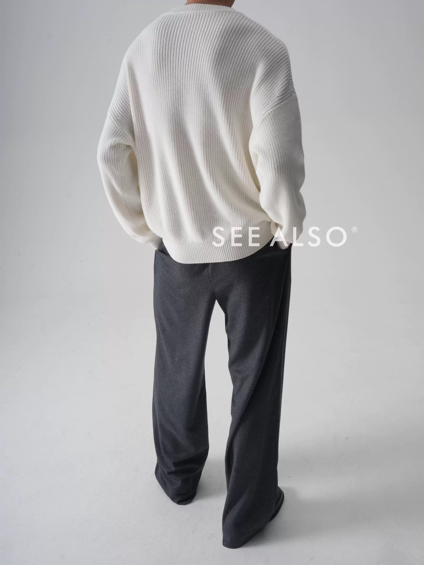 "Row Style Wind Black Label Limited Edition" Ultra-fine wool loose Old money new Rich Drawstring wide-leg dress pants