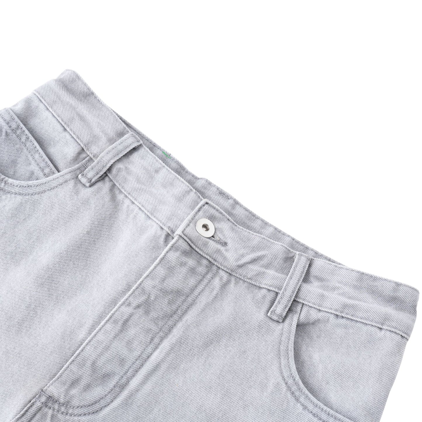 "25 years!" Classic "Green Label Waist tag" grayish-white washed straight-leg versatile jeans
