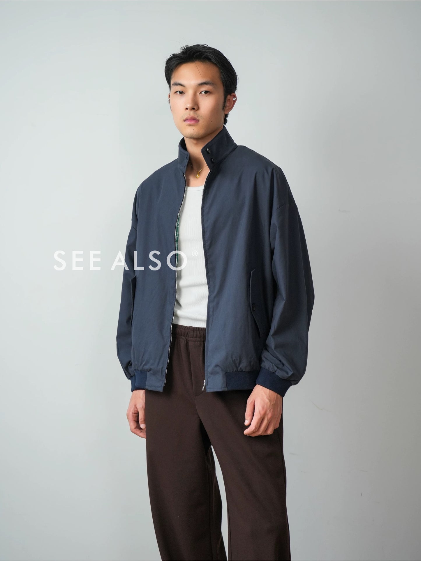 Retro checkered double-sided Harrington work jacket, mercerized cotton casual and relaxed miu style coat