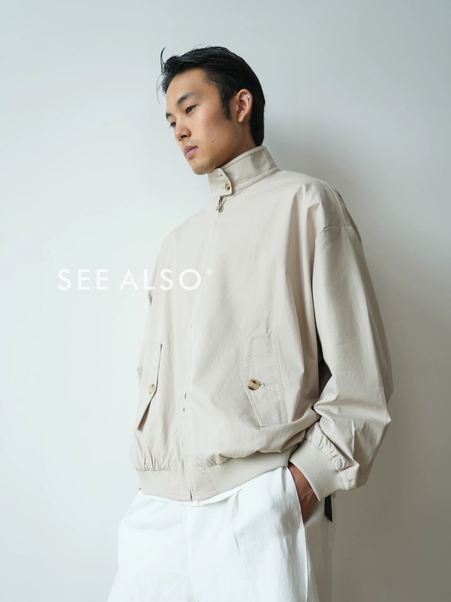 Retro checkered double-sided Harrington work jacket, mercerized cotton casual and relaxed miu style coat