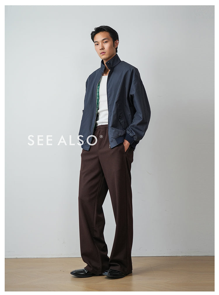 Retro checkered double-sided Harrington work jacket, mercerized cotton casual and relaxed miu style coat