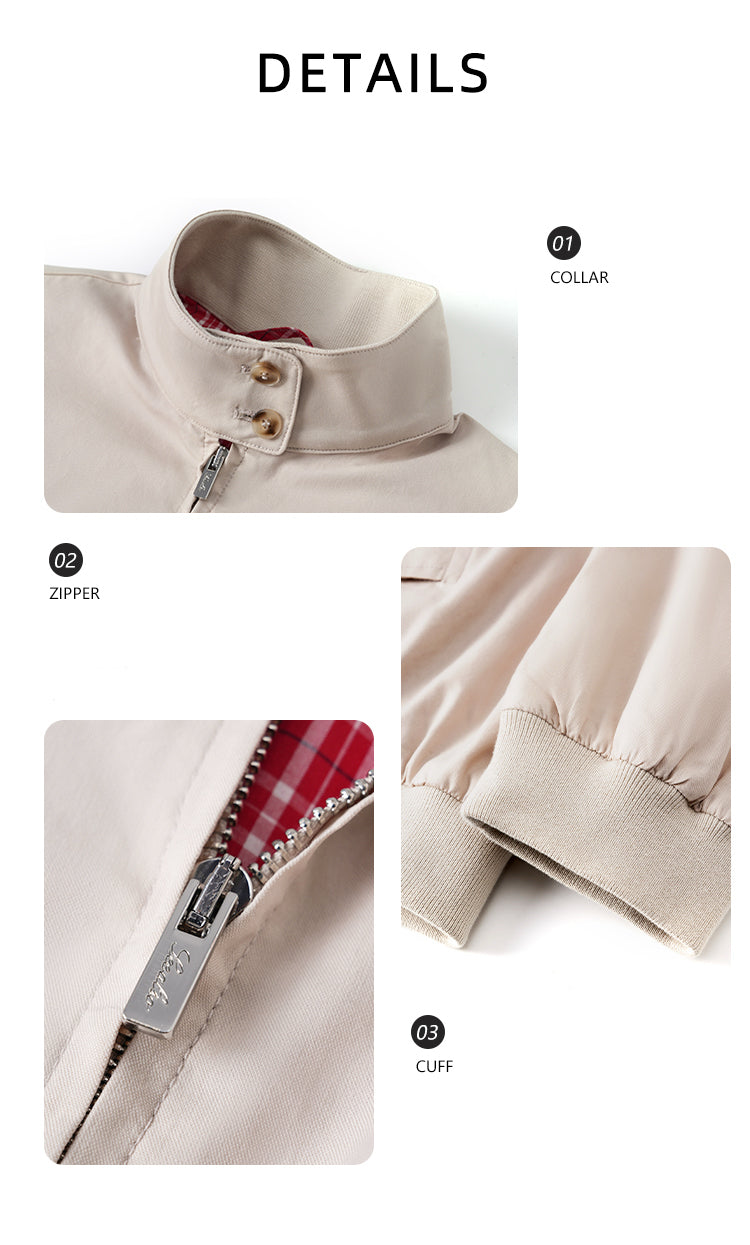 Retro checkered double-sided Harrington work jacket, mercerized cotton casual and relaxed miu style coat