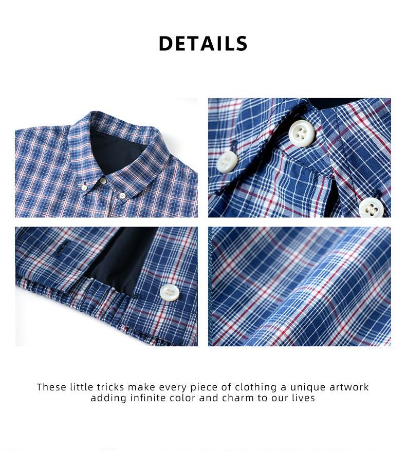 "25 Early Autumn niuniu Series" New noble style retro relaxed minimalist light checkered lapel shirt