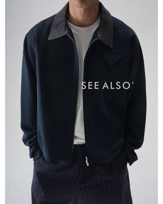 "Luxury fabric Limited Edition" Ultra-fine mercerized wool, old money new rich leather lapel jacket