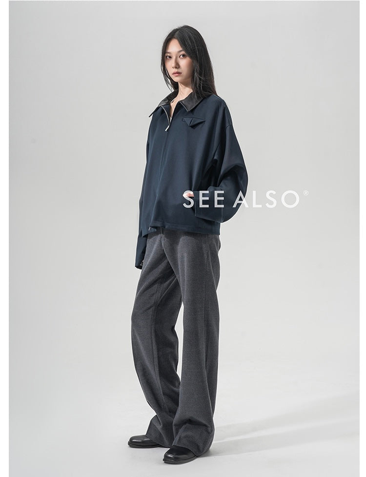 "Luxury fabric Limited Edition" Ultra-fine mercerized wool, old money new rich leather lapel jacket