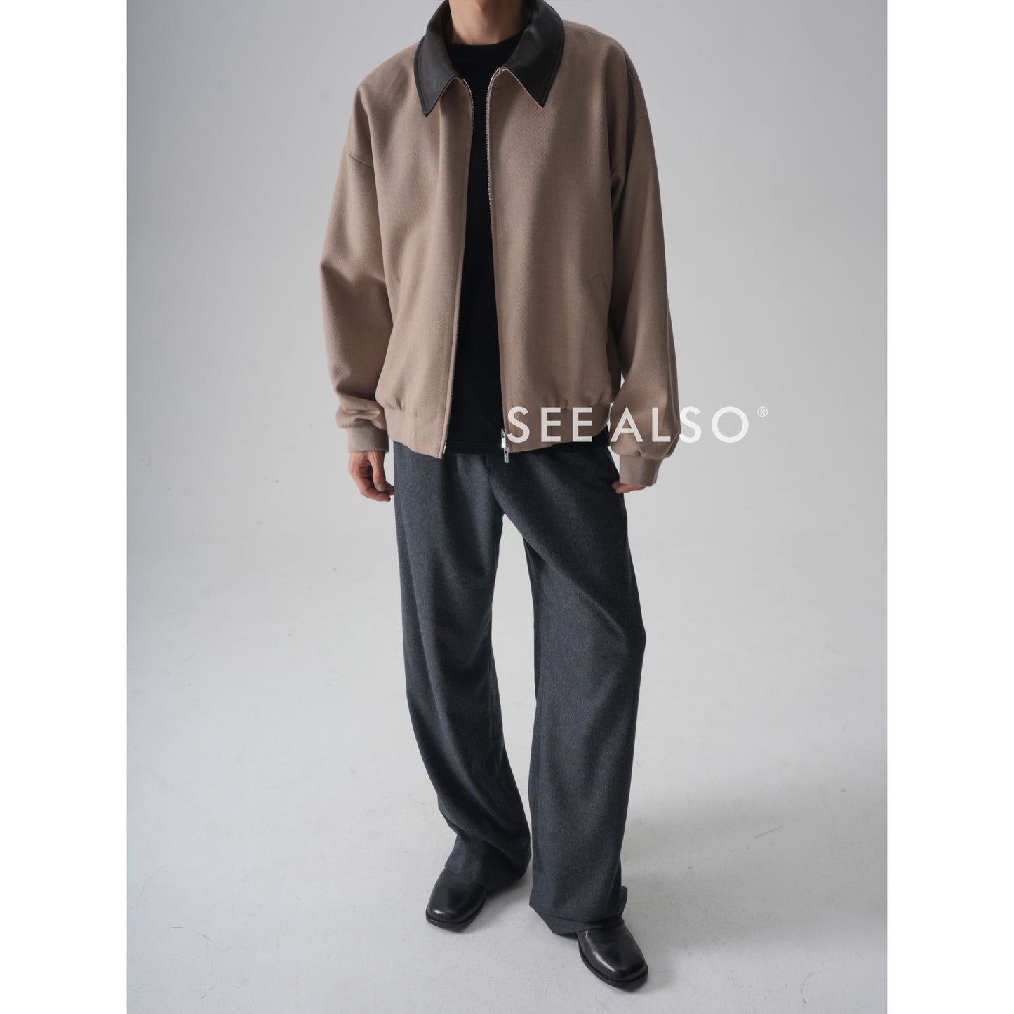 "Fashion Week Limited Edition" Ultra-fine mercerized wool, old money new rich loose leather lapel jacket