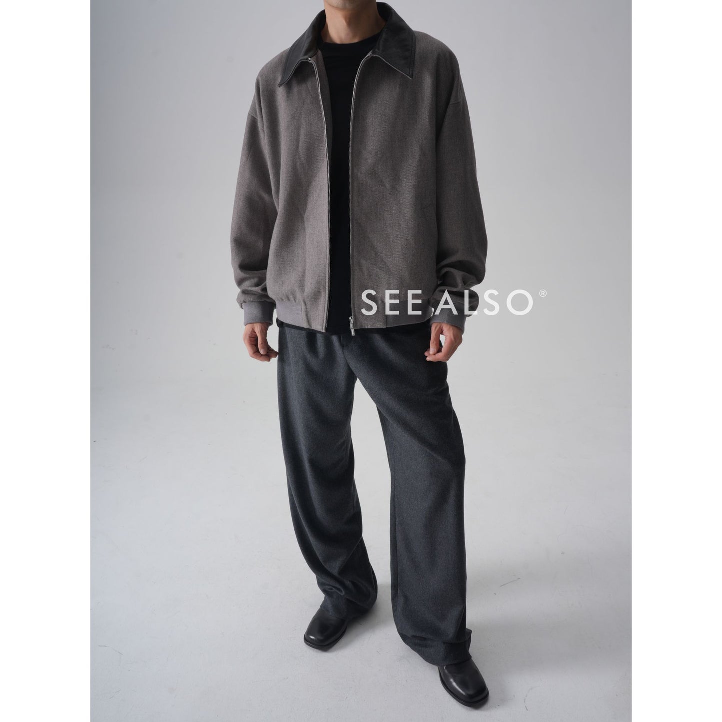 "Fashion Week Limited Edition" Ultra-fine mercerized wool, old money new rich loose leather lapel jacket