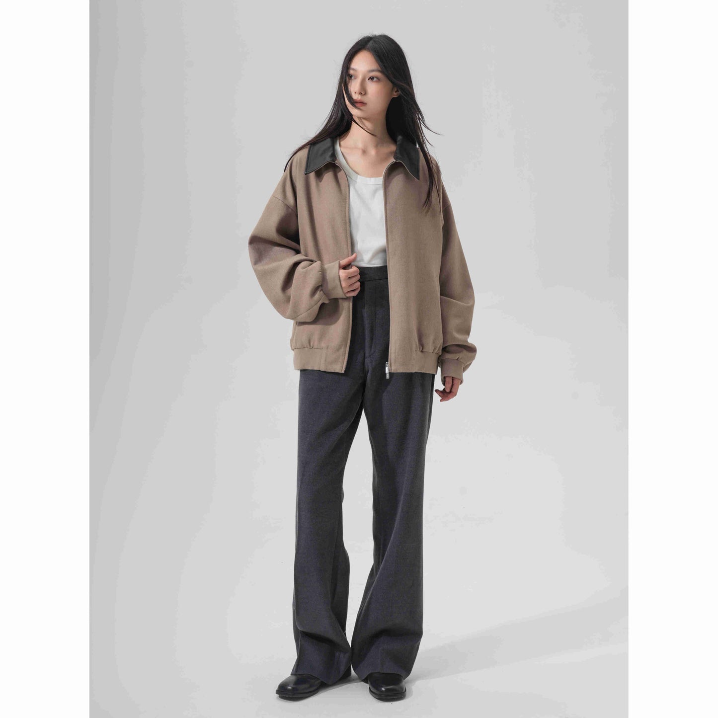 "Fashion Week Limited Edition" Ultra-fine mercerized wool, old money new rich loose leather lapel jacket