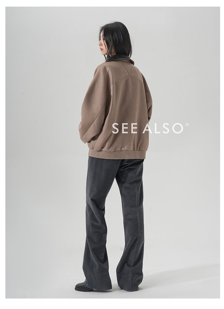 "Fashion Week Limited Edition" Ultra-fine mercerized wool, old money new rich loose leather lapel jacket