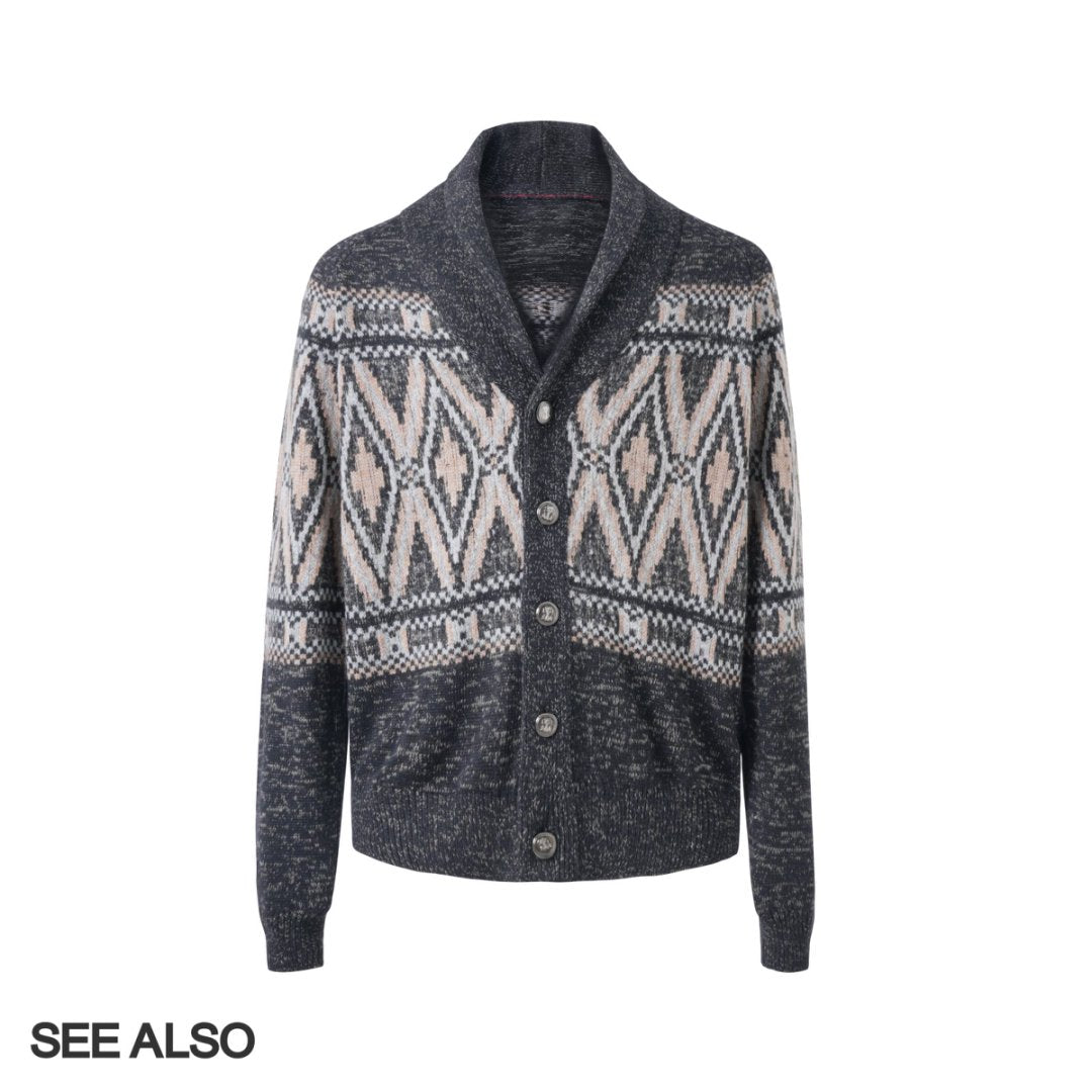 "B·C Fair Island Cashmere" Old Money Style Wool Mulberry Silk Jacquard Taoist Robe Cardigan sweater