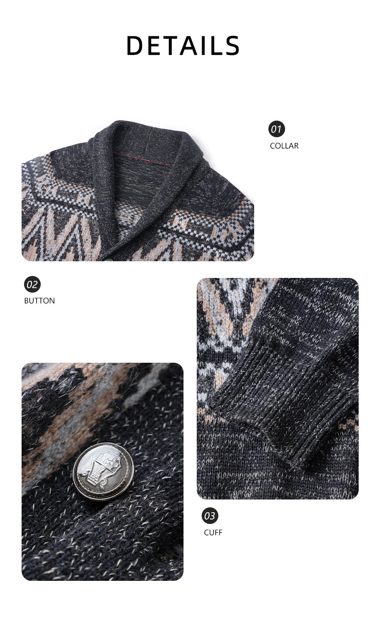 "B·C Fair Island Cashmere" Old Money Style Wool Mulberry Silk Jacquard Taoist Robe Cardigan sweater