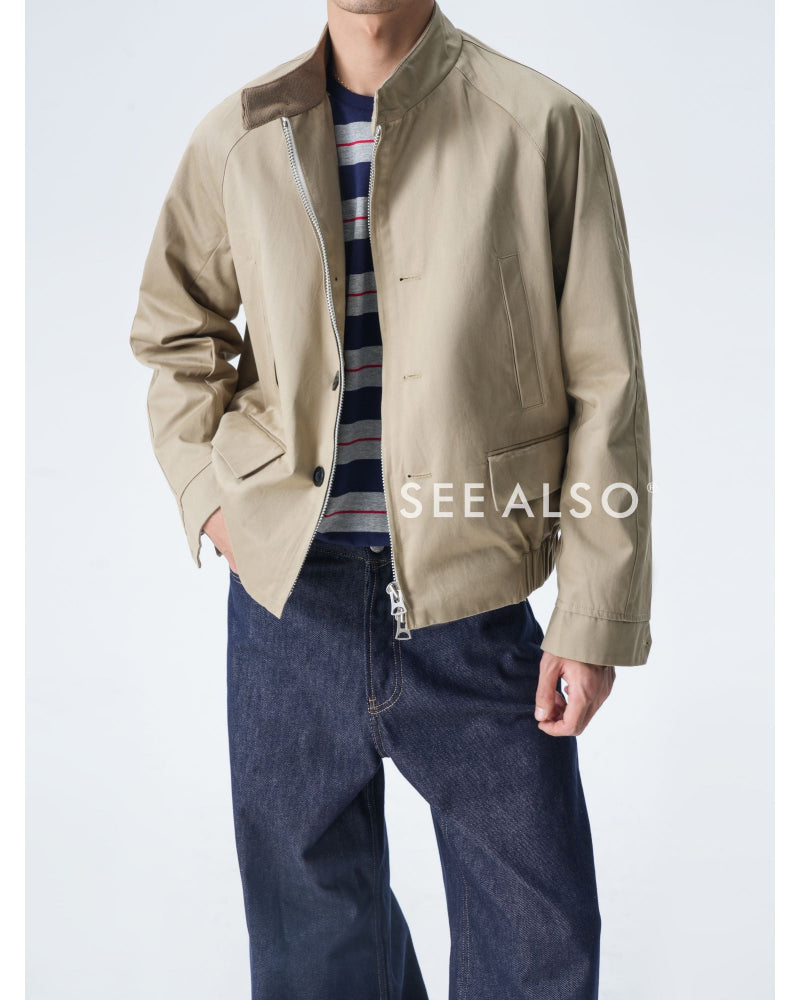 "G9 Harrington" combed mercerized cotton new luxury loose minimalist old money lapel jacket