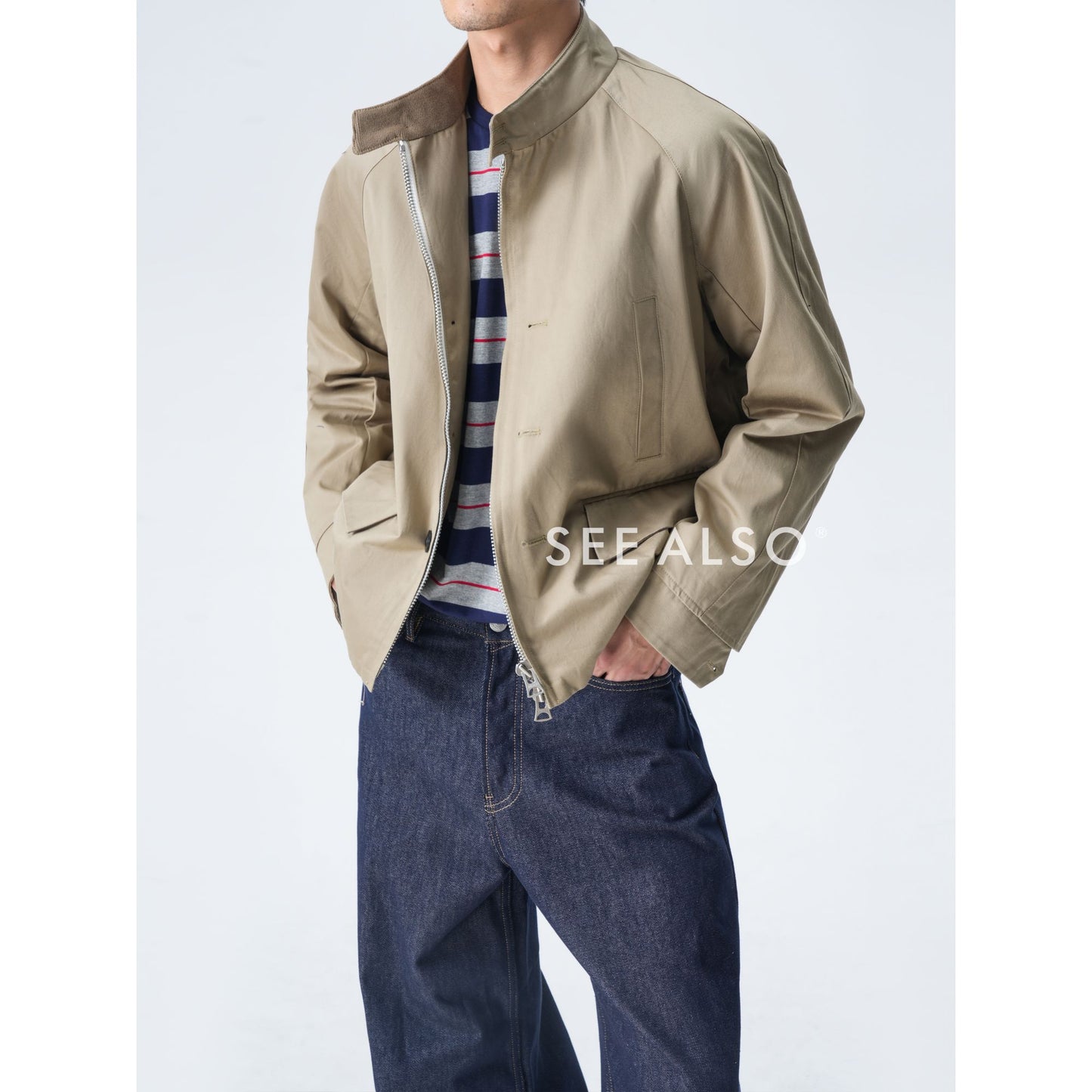 "G9 Harrington" combed mercerized cotton new luxury loose minimalist old money lapel jacket