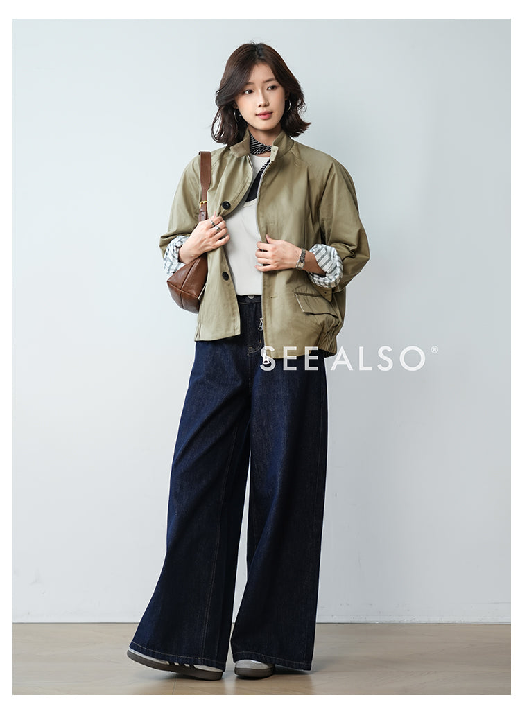 "G9 Harrington" combed mercerized cotton new luxury loose minimalist old money lapel jacket