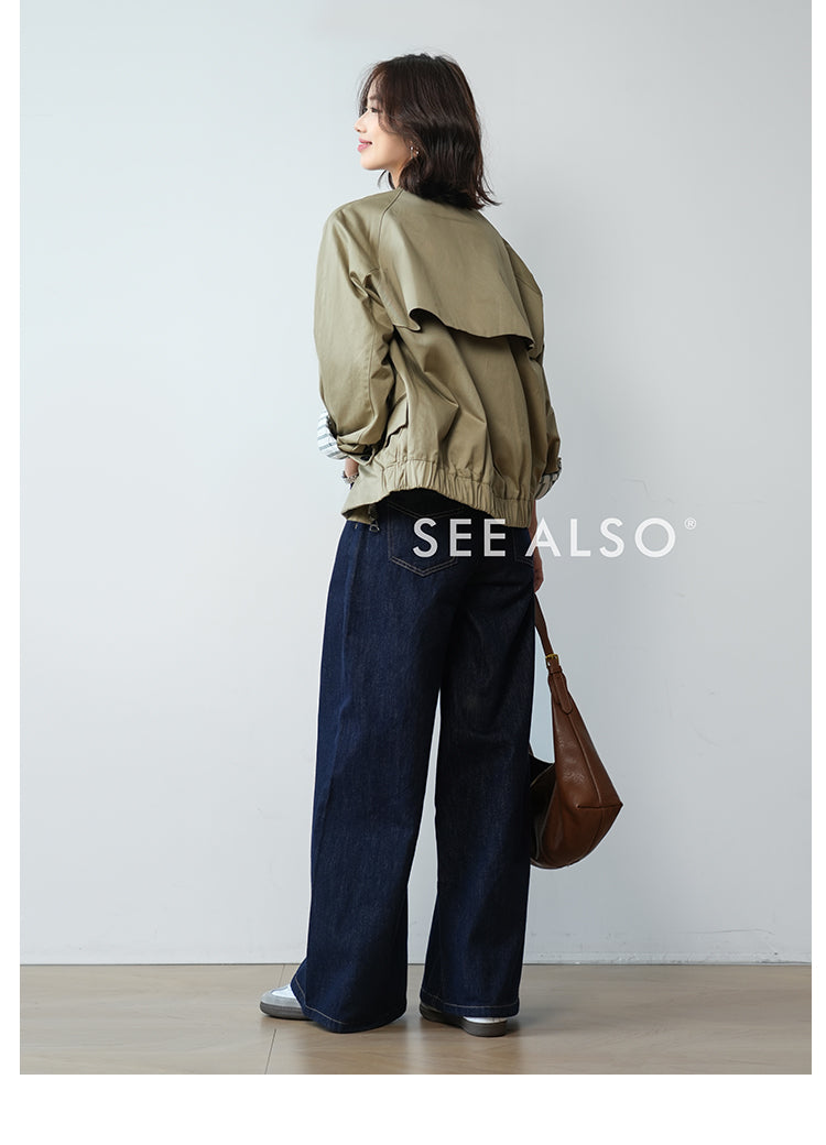 "G9 Harrington" combed mercerized cotton new luxury loose minimalist old money lapel jacket