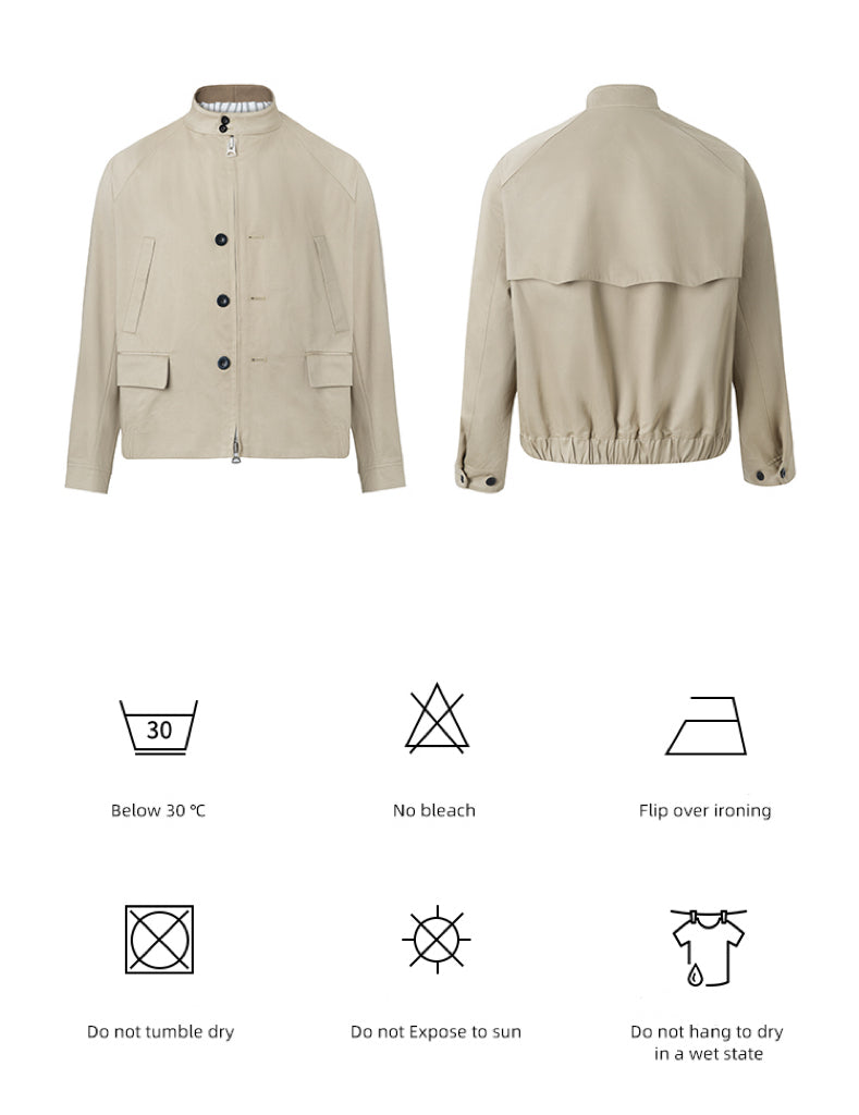 "G9 Harrington" combed mercerized cotton new luxury loose minimalist old money lapel jacket
