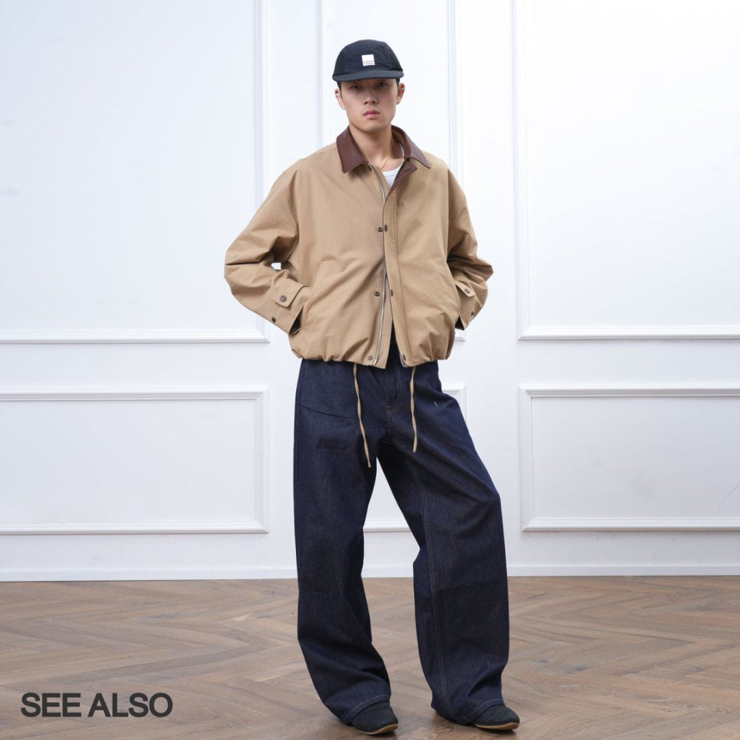 "Black Label Luxury" Spanish cowhide Barn-style short and wide old money genuine leather jacket