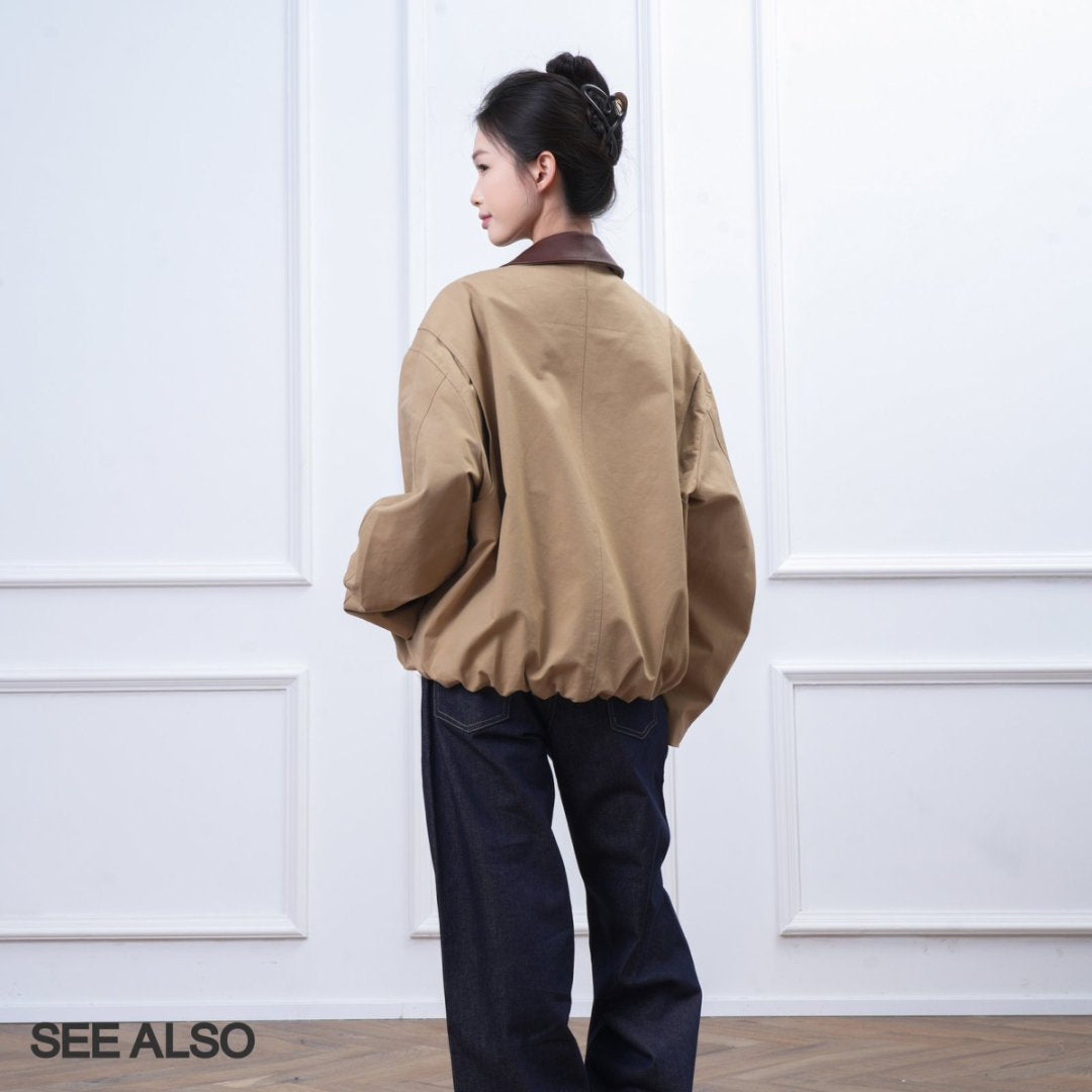 "Black Label Luxury" Spanish cowhide Barn-style short and wide old money genuine leather jacket