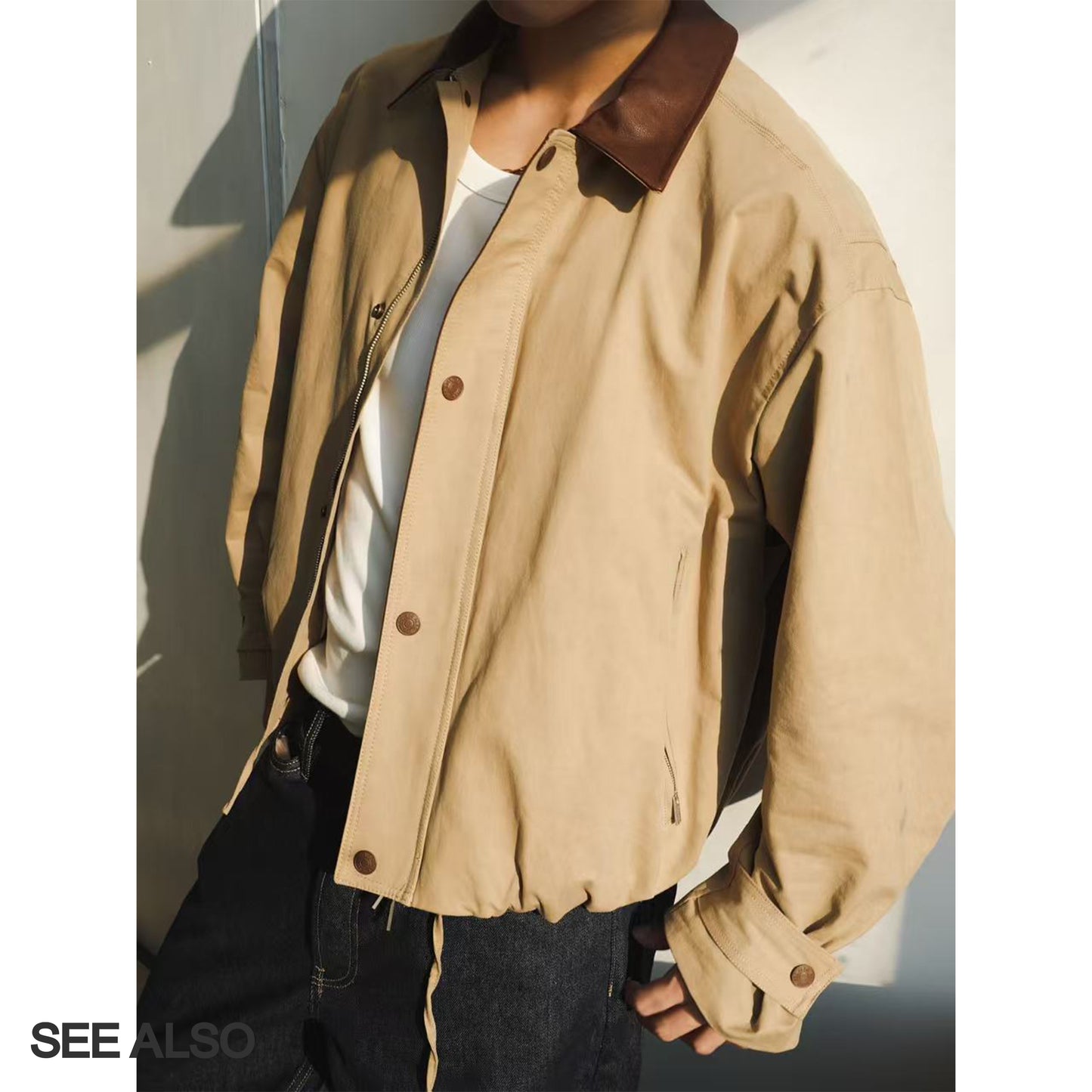 "Black Label Luxury" Spanish cowhide Barn-style short and wide old money genuine leather jacket