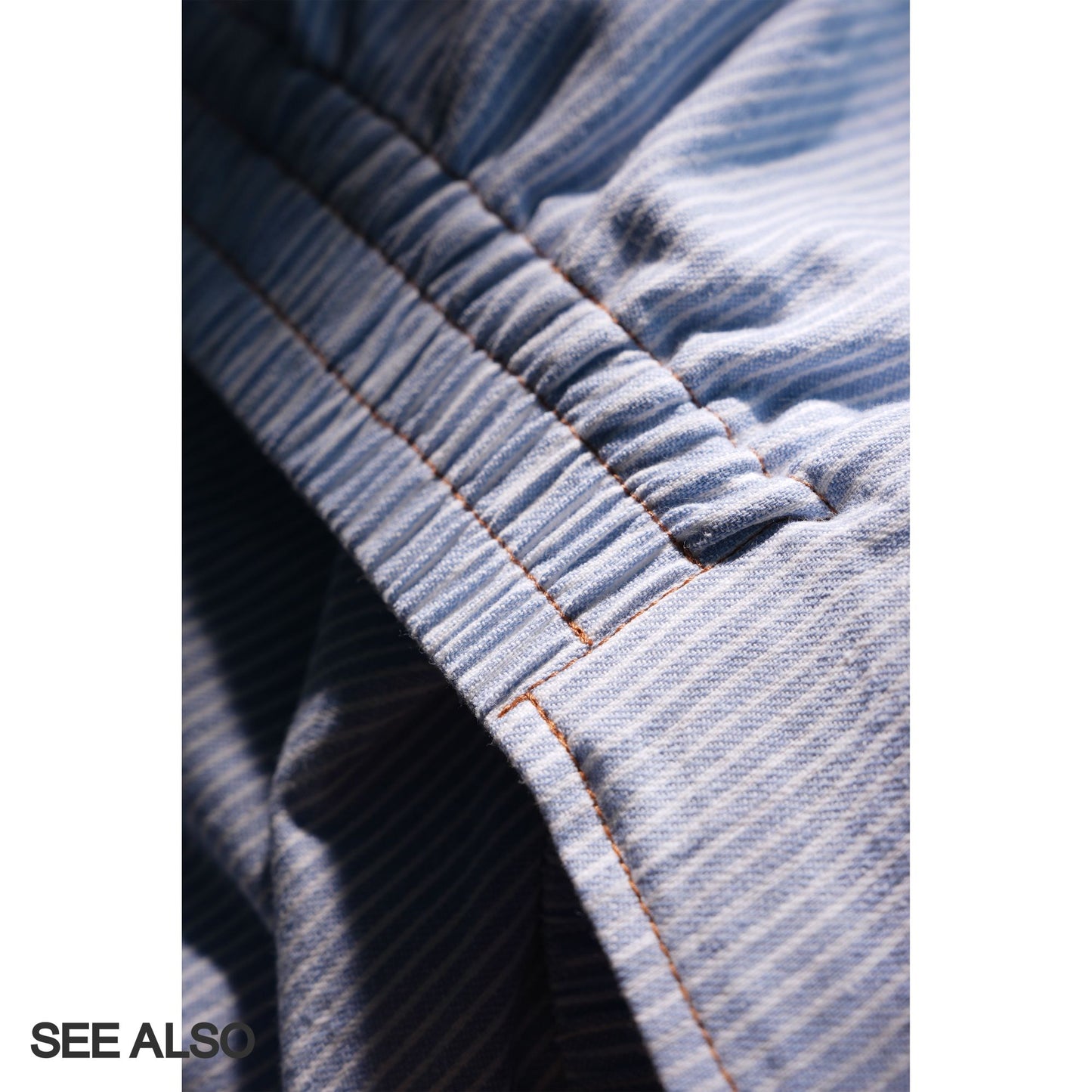 "miu Early Autumn Collection" European-style relaxed minimalist light blue and white striped lapel shirt jacket