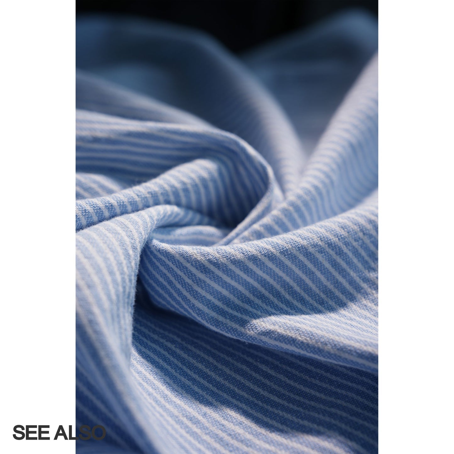 "miu Early Autumn Collection" European-style relaxed minimalist light blue and white striped lapel shirt jacket