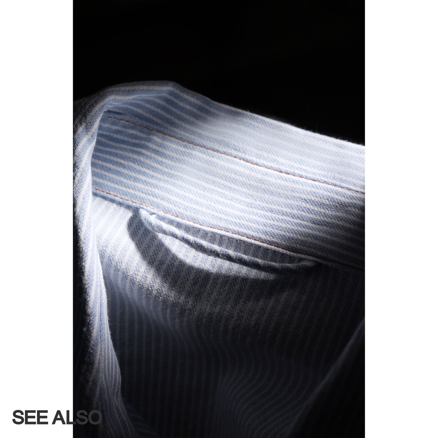 "miu Early Autumn Collection" European-style relaxed minimalist light blue and white striped lapel shirt jacket