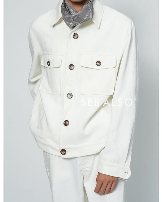 "Fashion Week Show Limited Edition" Linen old money new rich loose single-breasted workwear jacket