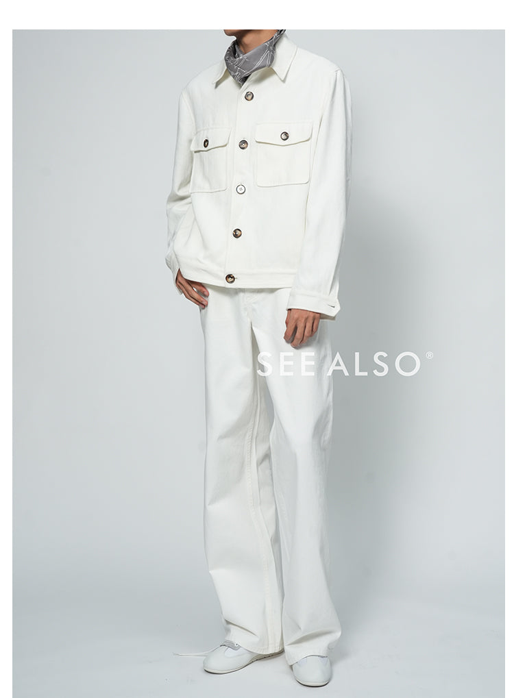 "Fashion Week Show Limited Edition" Linen old money new rich loose single-breasted workwear jacket