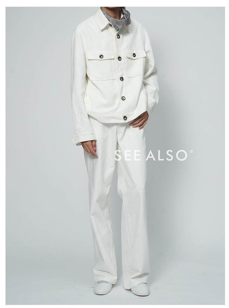 "Fashion Week Show Limited Edition" Linen old money new rich loose single-breasted workwear jacket